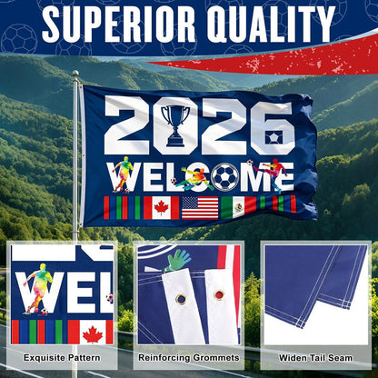 3 Ply 2026 World Soccer Cup Flag -- 3x5 Ft