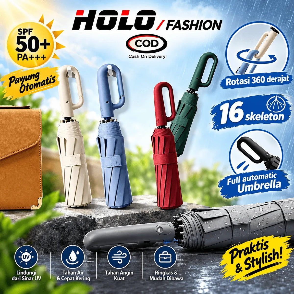 ☔Automatic Folding Umbrella – Windproof, Waterproof & Compact