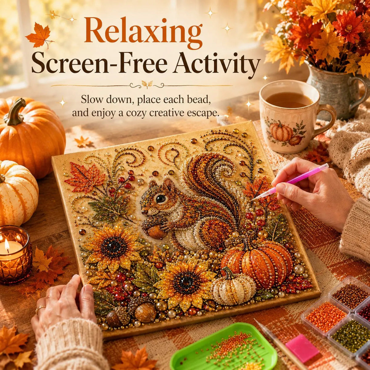 🍂💎 Autumn Pearl Painting Kit – Relaxing DIY Craft to Create Sparkling Fall Artwork 🖌️
