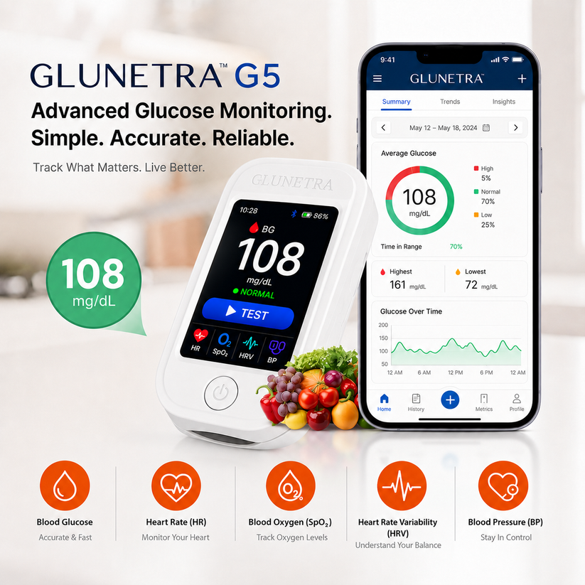 🧬 Advanced Glucose Monitor | 🌿 Easy Needle-Free Health Tracking