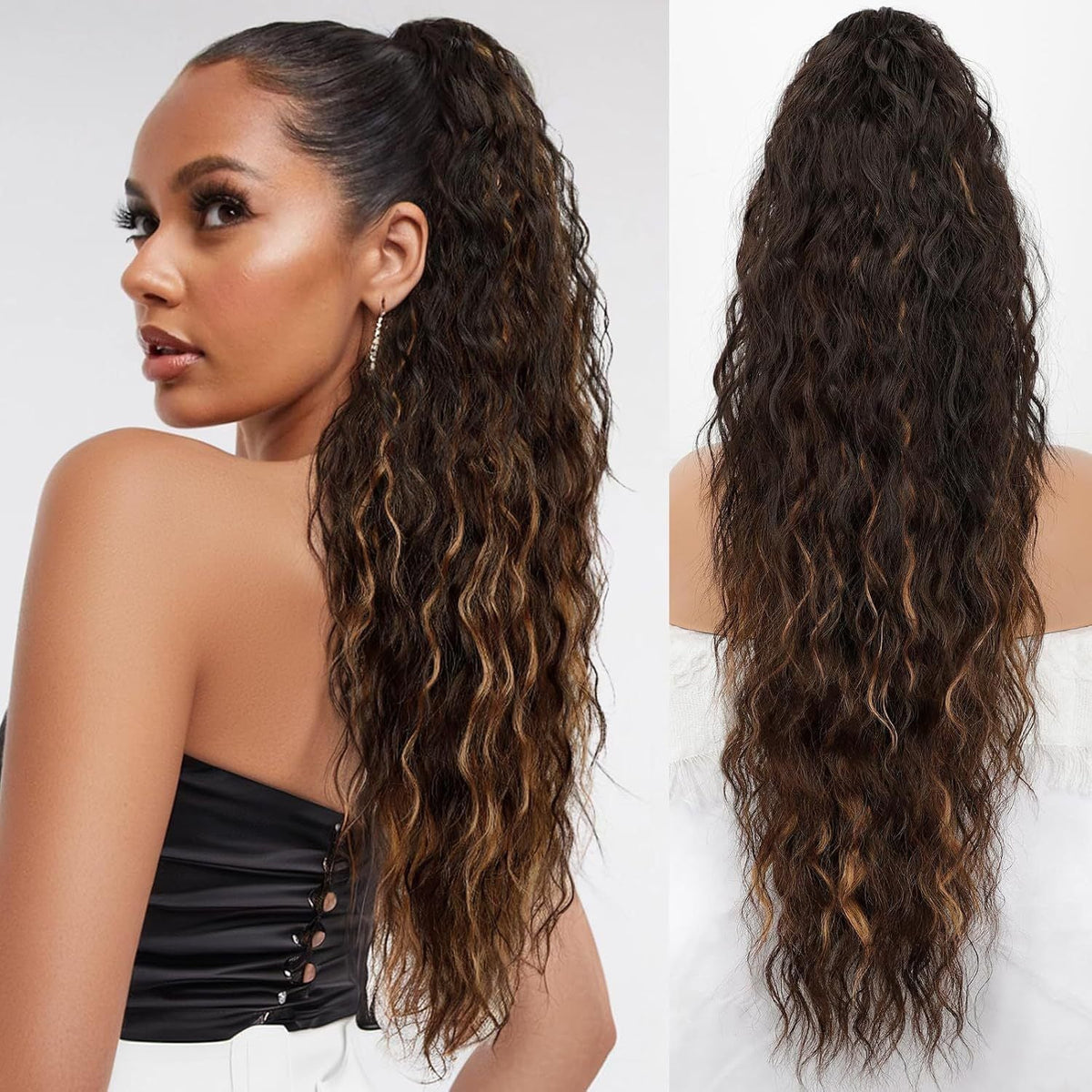 30-inch long wavy gradient hair extensions
