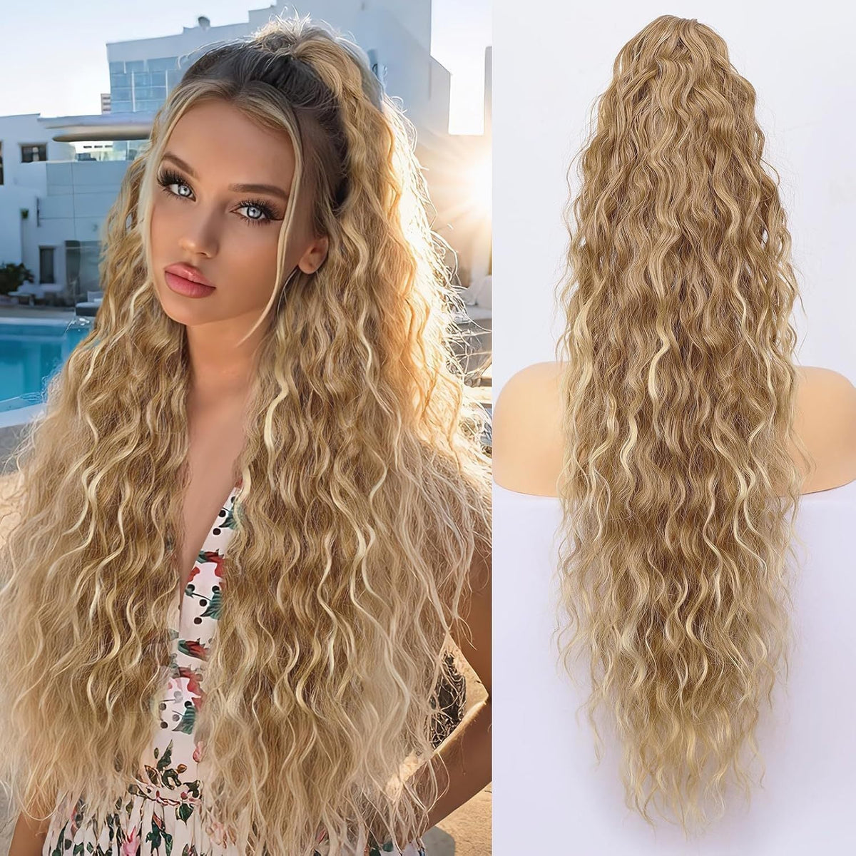 30-inch long wavy gradient hair extensions