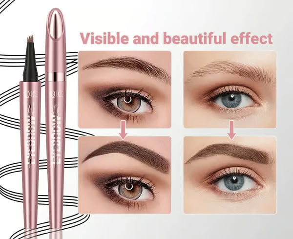 🎁💕Waterproof Micro-Fork Eyebrow Pencil, Long-Lasting Brow Pen for Natural Hair-Like Strokes